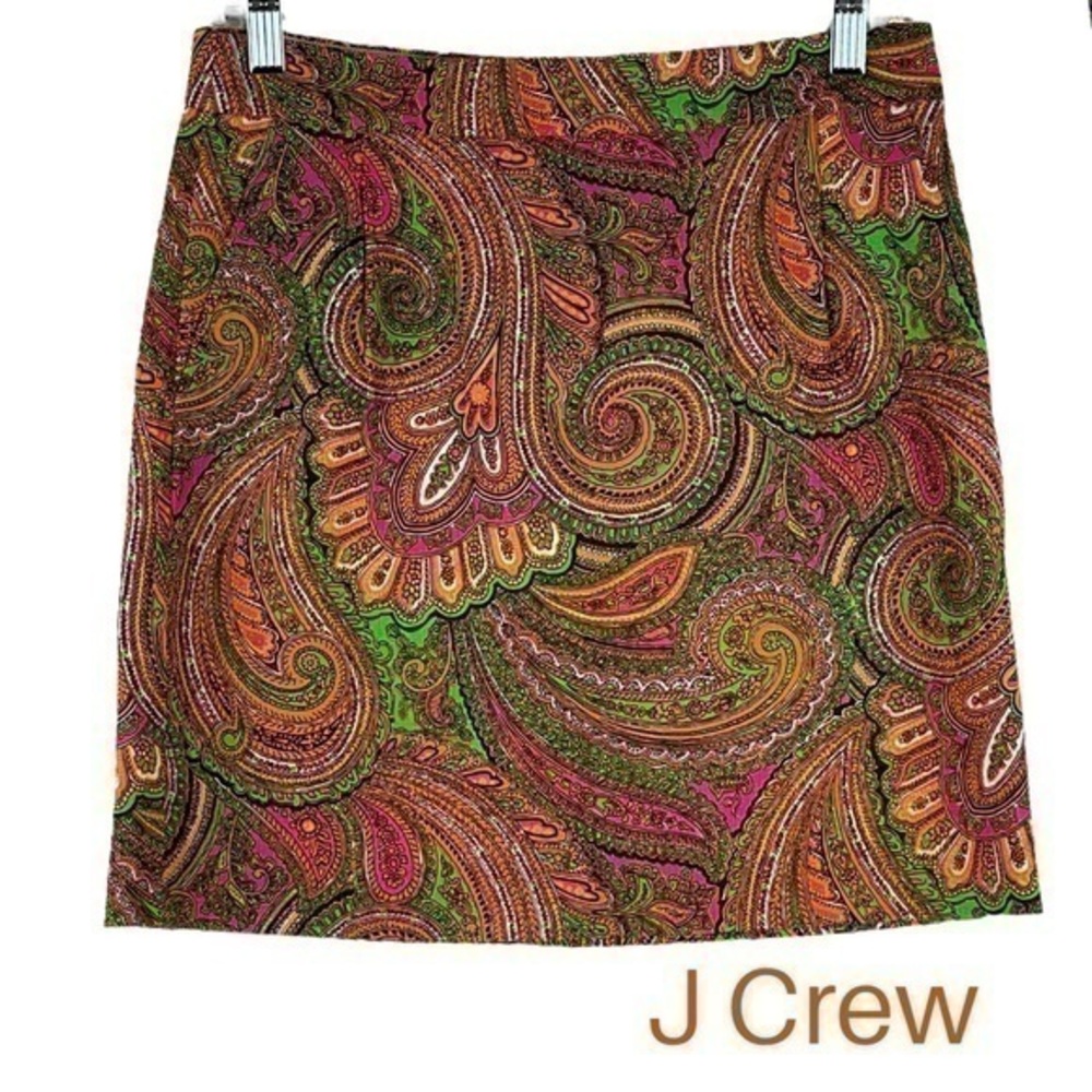 J Crew Bold Paisley Print 100% Cotton Skirt NWOT